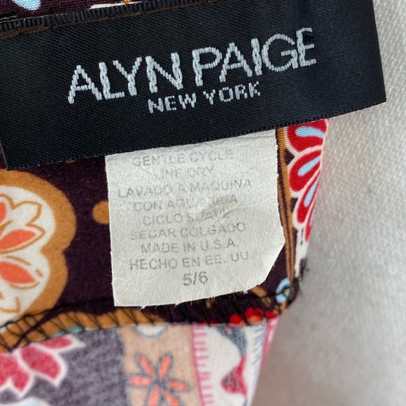 Vintage Alyn Paige Bohemian Square Neck Paisley Patchwork Print Dress Size 5/6 - Picture 4 of 4